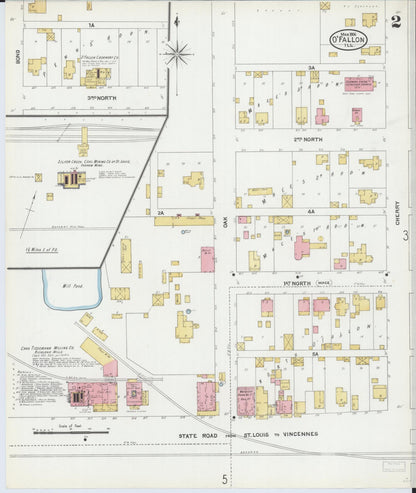 Sanborn Fire Insurance Map from O'Fallon, Saint Clair County, Illinois (1906), Sheet #0002 - Historic Sanborn Fire Insurance Map Print, vintage old map wall art, antique decor, genealogy gift, Illinois Illinois map