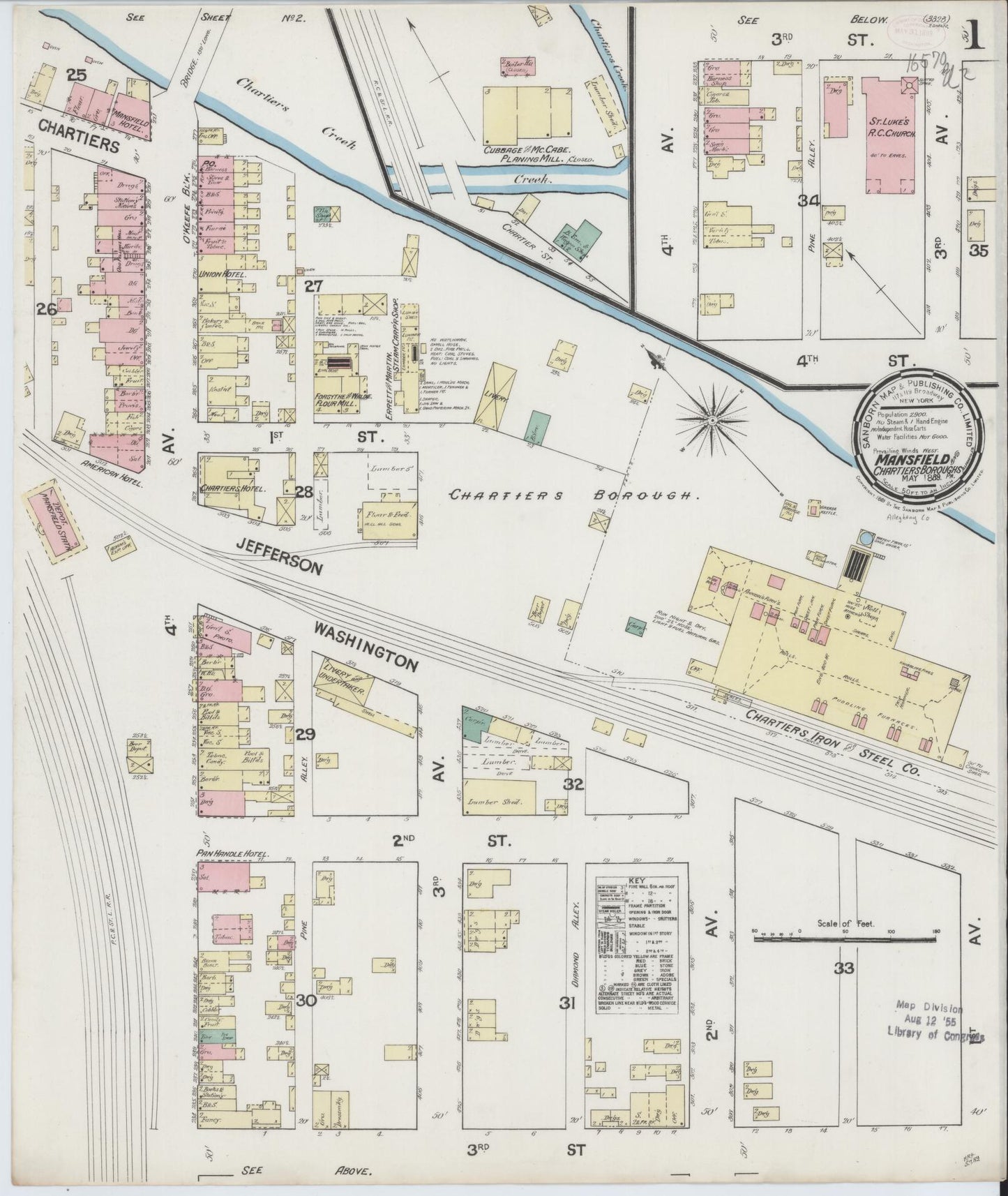 Sanborn Fire Insurance Map from Mansfield Borough, Allegheny County, Pennsylvania (1889), Sheet #0001 - Complete Map Set gallery image, historic Sanborn map, vintage wall art, Pennsylvania Pennsylvania