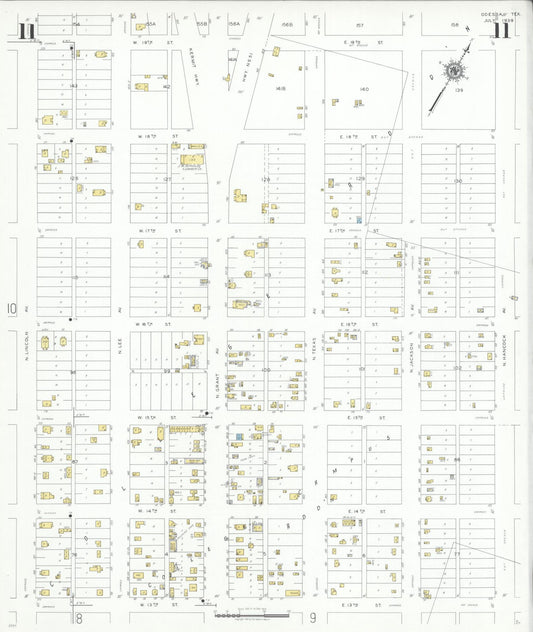 Sanborn Fire Insurance Map from Odessa, Edger County, Texas (1939), Sheet #0011 - Historic Sanborn Fire Insurance Map Print, vintage old map wall art, antique decor, genealogy gift, Texas Texas map