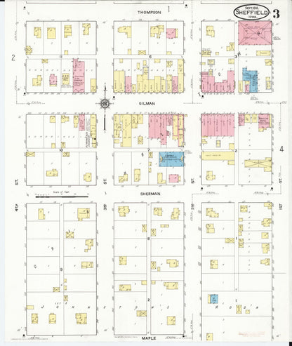 Sanborn Fire Insurance Map from Sheffield, Franklin County, Iowa (1916), Sheet #0003 - Historic Sanborn Fire Insurance Map Print, vintage old map wall art