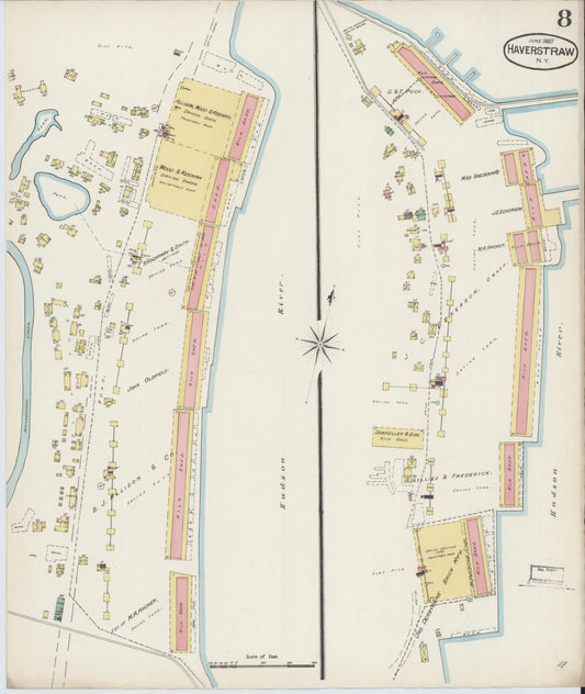 Sanborn Fire Insurance Map from Haverstraw, Rockland County, New York (1887), Sheet #0008 - Historic Sanborn Fire Insurance Map Print, vintage old map wall art, antique decor, genealogy gift, New York New York map