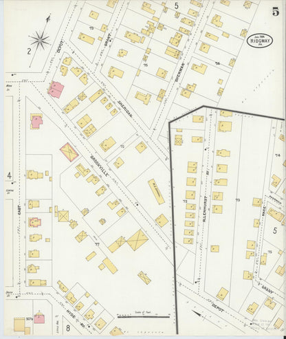 Sanborn Fire Insurance Map from Ridgway, Elk County, Pennsylvania (1904), Sheet #0005 - Historic Sanborn Fire Insurance Map Print, vintage old map wall art, antique decor, genealogy gift, Pennsylvania Pennsylvania map
