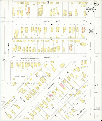 Sanborn Fire Insurance Map from Clinton, Clinton County, Iowa (1909), Sheet #0025 - Historic Sanborn Fire Insurance Map Print