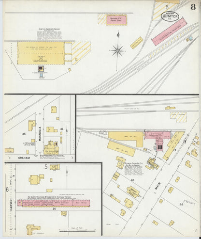 Sanborn Fire Insurance Map from Sumter, Sumter County, South Carolina (1899), Sheet #0008 - Complete Map Set gallery image, historic Sanborn map, vintage wall art, South Carolina South Carolina