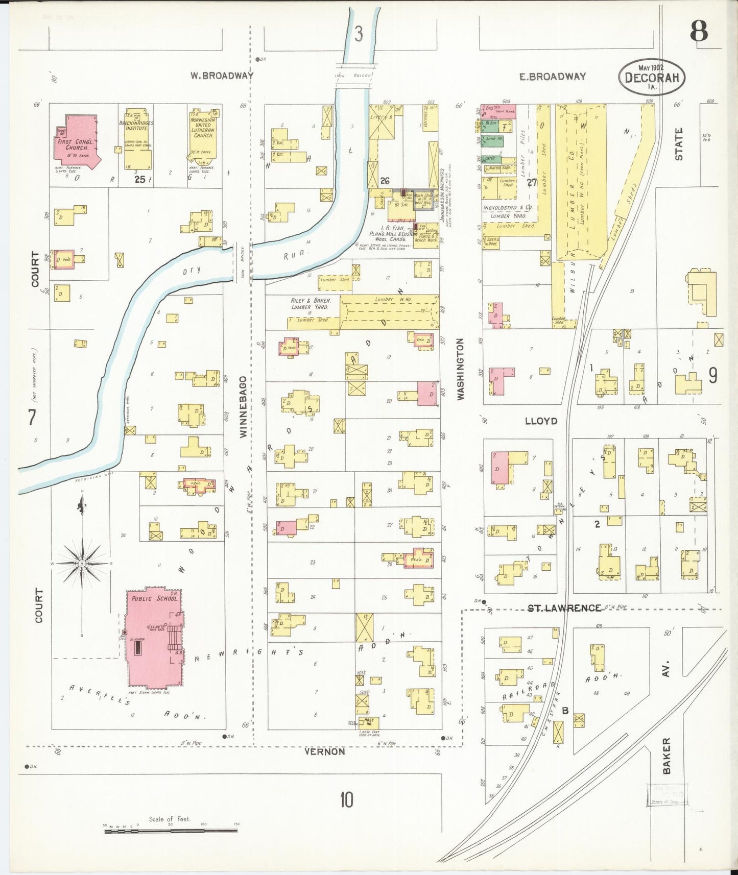 Sanborn Fire Insurance Map from Decorah, Winneshiek County, Iowa (1902), Sheet #0008 - Historic Sanborn Fire Insurance Map Print