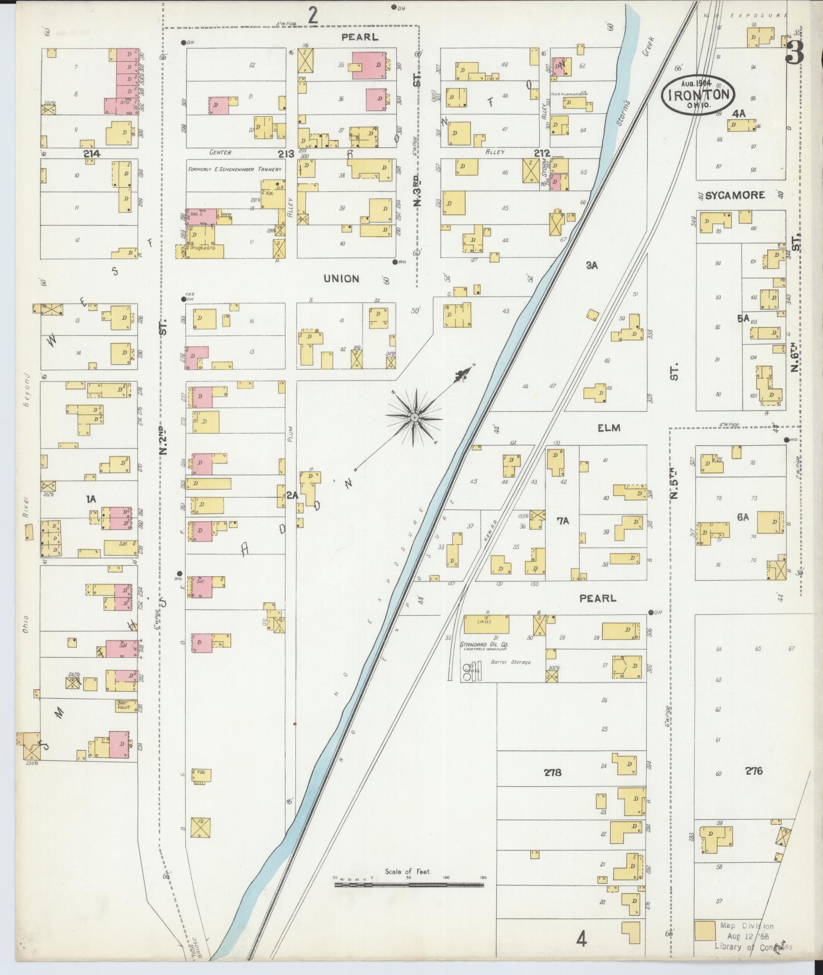 Sanborn Fire Insurance Map from Ironton, Lawrence County, Ohio (1904), Sheet #0003 - Historic Sanborn Fire Insurance Map Print, vintage old map wall art, antique decor, genealogy gift, Ohio Ohio map
