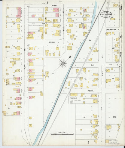 Sanborn Fire Insurance Map from Ironton, Lawrence County, Ohio (1904), Sheet #0003 - Historic Sanborn Fire Insurance Map Print, vintage old map wall art, antique decor, genealogy gift, Ohio Ohio map