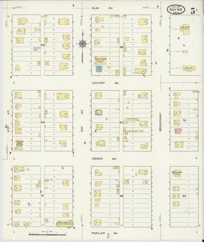 Sanborn Fire Insurance Map from Sayre, Beckham County, Oklahoma (1916), Sheet #0005 - Complete Map Set gallery image, historic Sanborn map, vintage wall art, Oklahoma Oklahoma