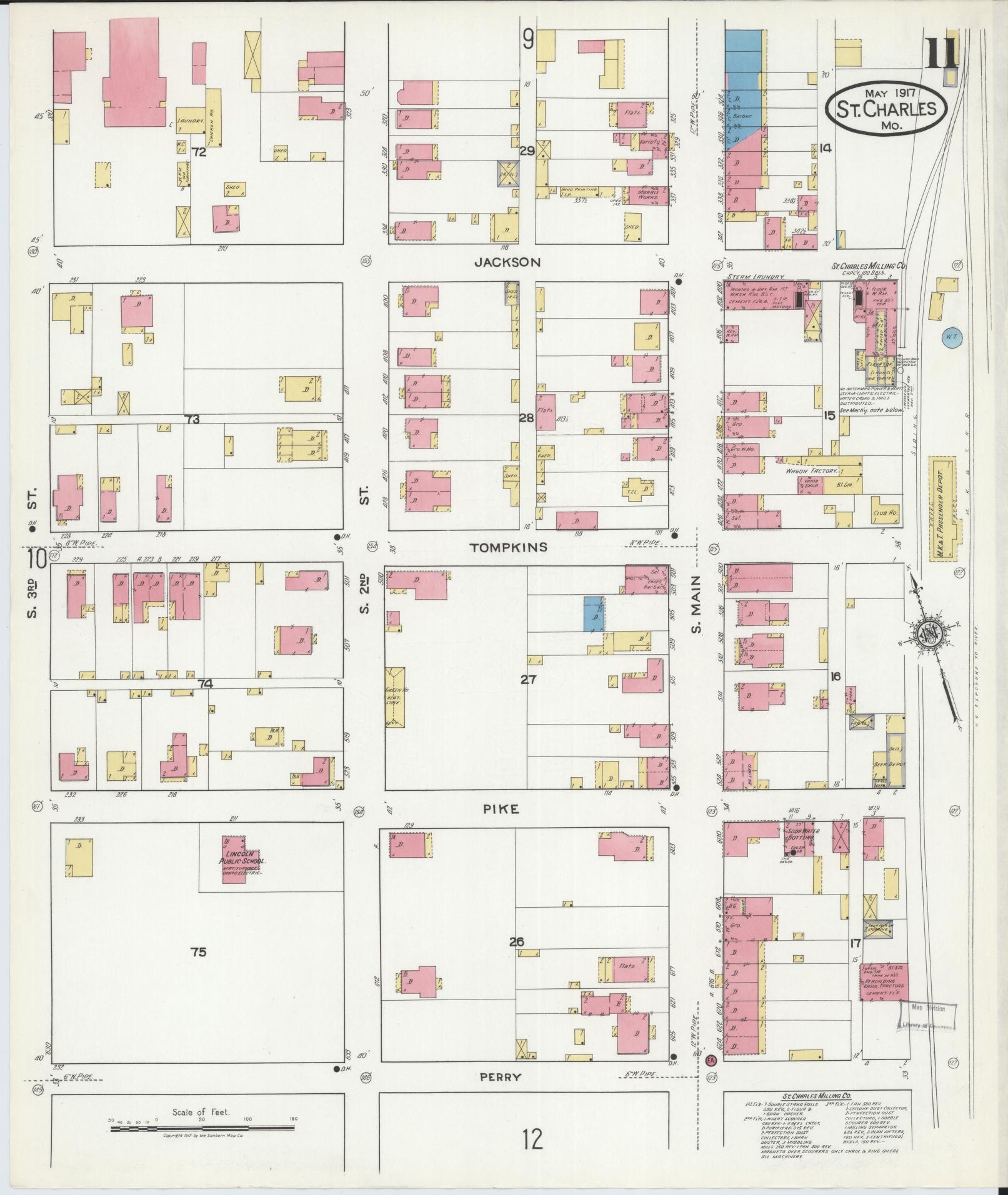 Sanborn Fire Insurance Map from Saint Charles, Saint Charles County, Missouri (1917), Sheet #0011 - Complete Map Set gallery image, historic Sanborn map, vintage wall art, Missouri Missouri