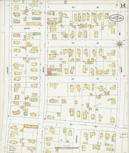 Sanborn Fire Insurance Map from Fond du Lac, Fond du Lac County, Wisconsin (1898), Sheet #0014 - Complete Map Set gallery image, historic Sanborn map, vintage wall art, Wisconsin Wisconsin