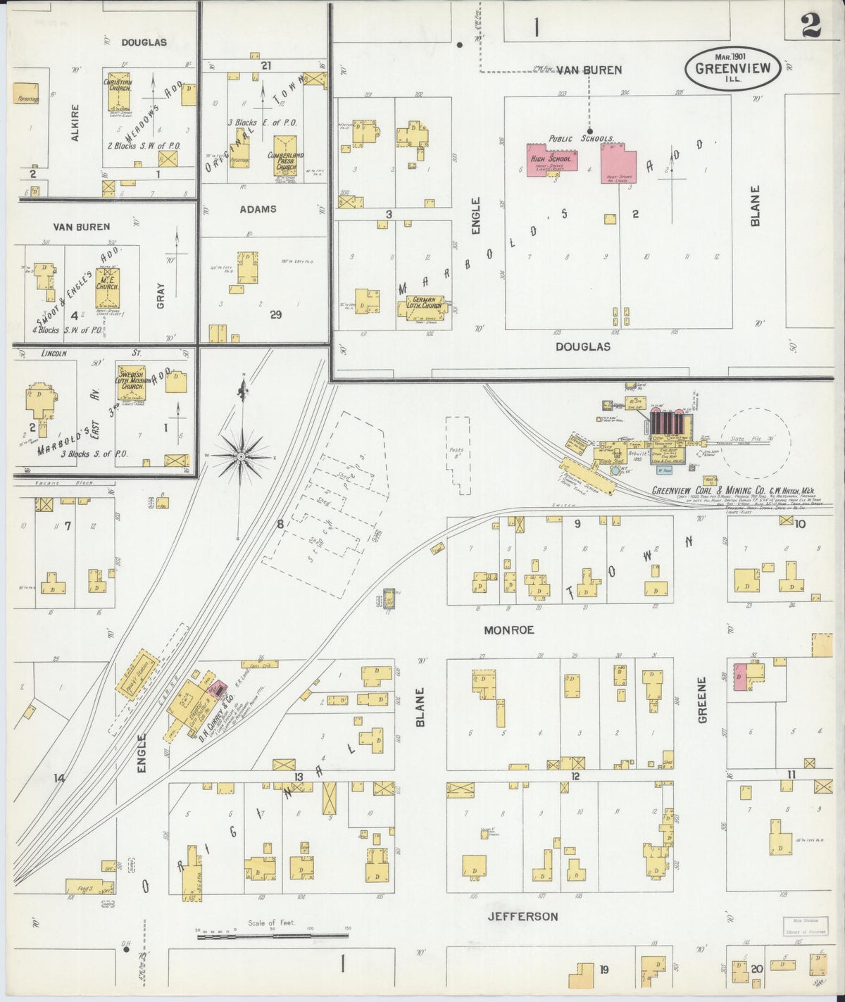 Sanborn Fire Insurance Map from Greenview, Menard County, Illinois (1901), Sheet #0002 - Historic Sanborn Fire Insurance Map Print, vintage old map wall art, antique decor, genealogy gift, Illinois Illinois map