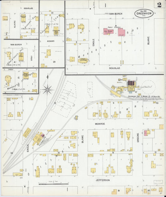 Sanborn Fire Insurance Map from Greenview, Menard County, Illinois (1901), Sheet #0002 - Historic Sanborn Fire Insurance Map Print, vintage old map wall art, antique decor, genealogy gift, Illinois Illinois map