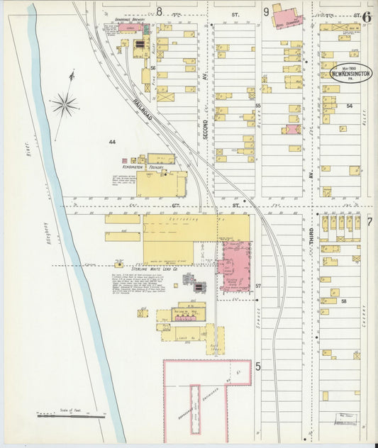 Sanborn Fire Insurance Map from New Kensington, Westmoreland County, Pennsylvania (1900), Sheet #0006 - Historic Sanborn Fire Insurance Map Print, vintage old map wall art, antique decor, genealogy gift, Pennsylvania Pennsylvania map