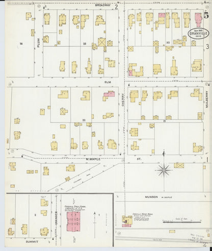 Sanborn Fire Insurance Map from Granville, Licking County, Ohio (1905), Sheet #0005 - Historic Sanborn Fire Insurance Map Print, vintage old map wall art, antique decor, genealogy gift, Ohio Ohio map