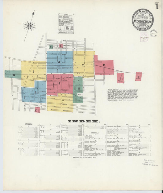Sanborn Fire Insurance Map from Mechanicsburg, Cumberland County, Pennsylvania (1902), Sheet #0001 - Historic Sanborn Fire Insurance Map Print, vintage old map wall art, antique decor, genealogy gift, Pennsylvania Pennsylvania map