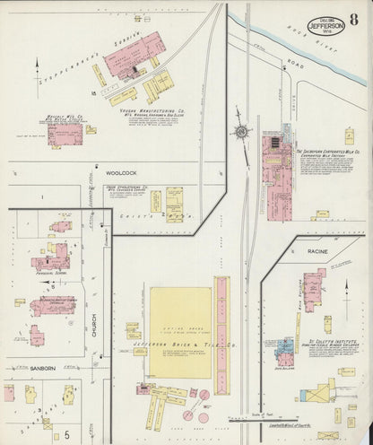 Sanborn Fire Insurance Map from Jefferson, Jefferson County, Wisconsin (1914), Sheet #0008 - Complete Map Set gallery image, historic Sanborn map, vintage wall art, Wisconsin Wisconsin
