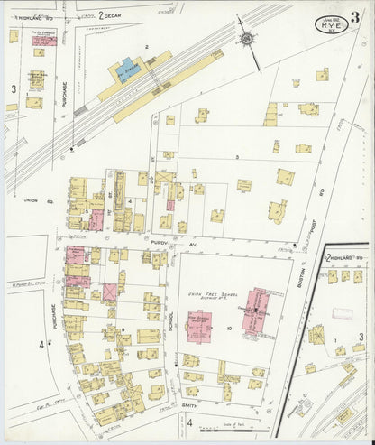 Sanborn Fire Insurance Map from Rye, Westchester County, New York (1912), Sheet #0003 - Historic Sanborn Fire Insurance Map Print, vintage old map wall art, antique decor, genealogy gift, New York New York map