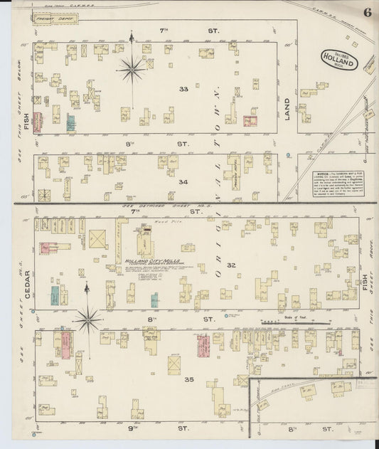 Sanborn Fire Insurance Map from Holland, Ottawa County, Michigan (1883), Sheet #0006 - Historic Sanborn Fire Insurance Map Print, vintage old map wall art, antique decor, genealogy gift, Michigan Michigan map