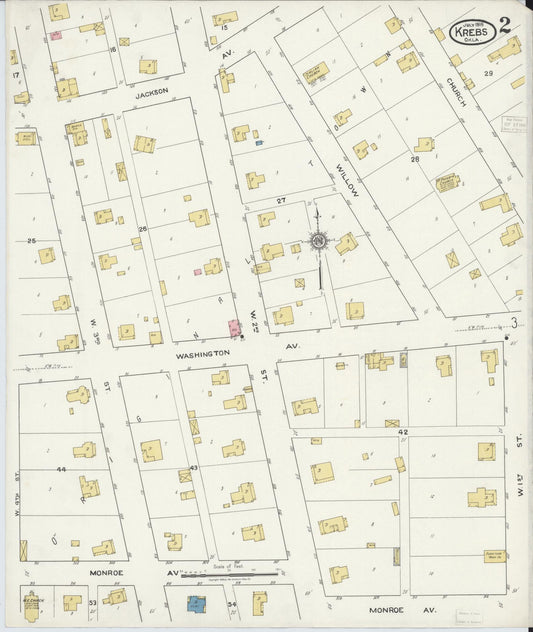Sanborn Fire Insurance Map from Krebs, Pittsburg County, Oklahoma (1918), Sheet #0002 - Historic Sanborn Fire Insurance Map Print, vintage old map wall art, antique decor, genealogy gift, Oklahoma Oklahoma map