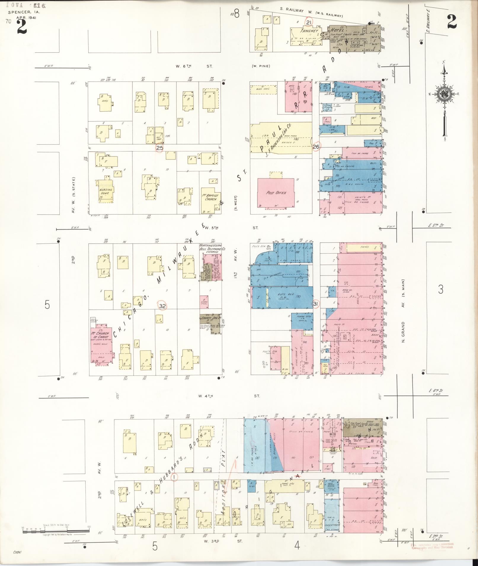 Sanborn Fire Insurance Map from Spencer, Clay County, Iowa (1946), Sheet #0002 - Historic Sanborn Fire Insurance Map Print