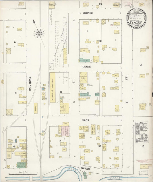 Sanborn Fire Insurance Map from Elmira, Solano County, California (1889), Sheet #0001 - Historic Sanborn Fire Insurance Map Print, vintage old map wall art, antique decor, genealogy gift, California California map