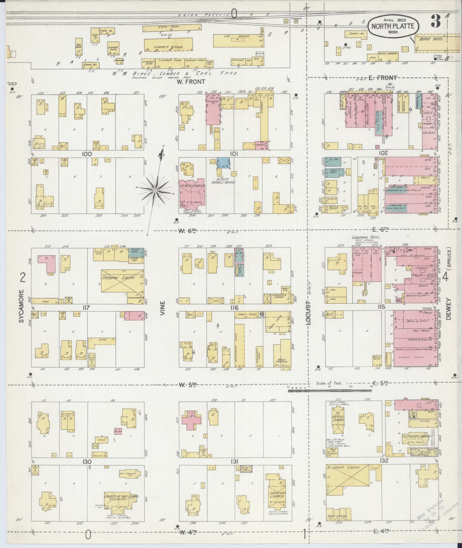 Sanborn Fire Insurance Map from North Platte, Lincoln County, Nebraska (1903), Sheet #0003 - Historic Sanborn Fire Insurance Map Print, vintage old map wall art, antique decor, genealogy gift, Nebraska Nebraska map
