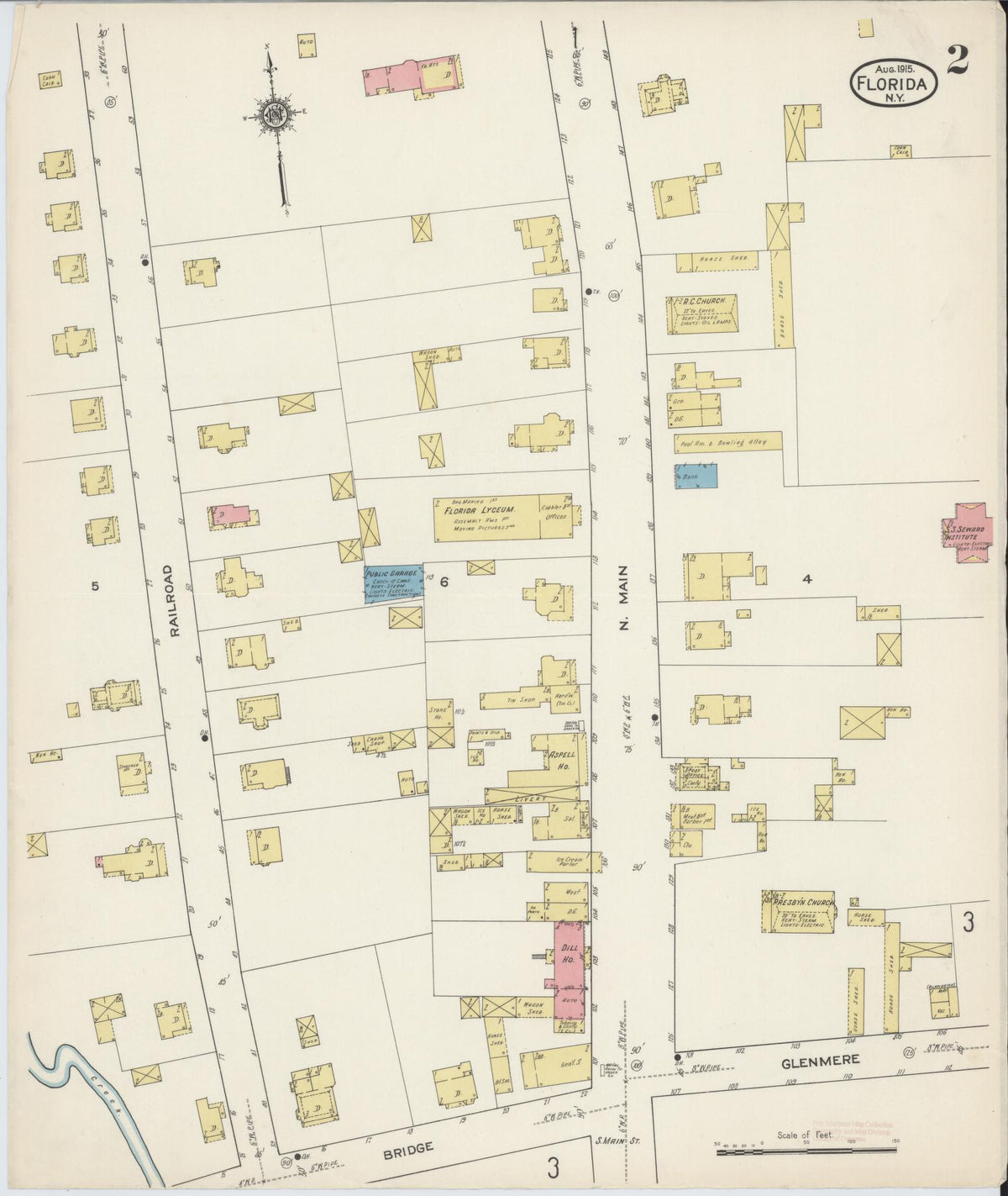 Sanborn Fire Insurance Map from Florida, Orange County, New York (1915), Sheet #0002 - Historic Sanborn Fire Insurance Map Print, vintage old map wall art, antique decor, genealogy gift, New York New York map