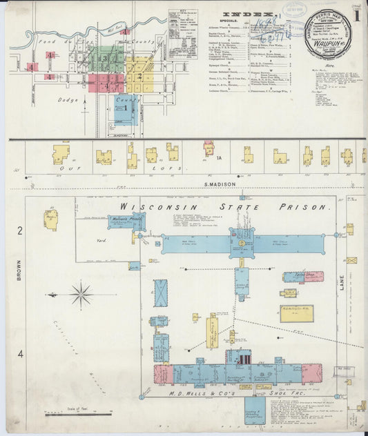Sanborn Fire Insurance Map from Waupun, Dodge and Fond du Lac Counties, Wisconsin (1898), Sheet #0001 - Historic Sanborn Fire Insurance Map Print, vintage old map wall art, antique decor, genealogy gift, Wisconsin Wisconsin map