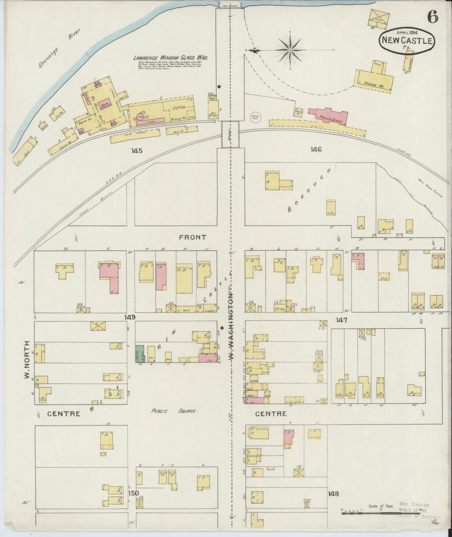 Sanborn Fire Insurance Map from New Castle, Lawrence County, Pennsylvania (1894), Sheet #0006 - Complete Map Set gallery image, historic Sanborn map, vintage wall art, Pennsylvania Pennsylvania