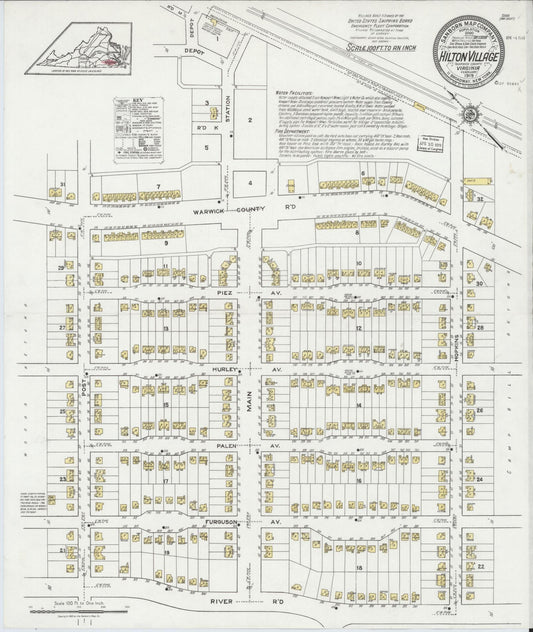 Sanborn Fire Insurance Map from Hilton Village, Warwick County, Virginia. (1919) – Historic Sanborn Fire Insurance Map Print