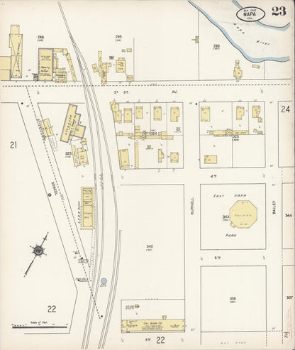 Sanborn Fire Insurance Map from Napa, Napa County, California (1910), Sheet #0023 - Complete Map Set gallery image, historic Sanborn map, vintage wall art, California California