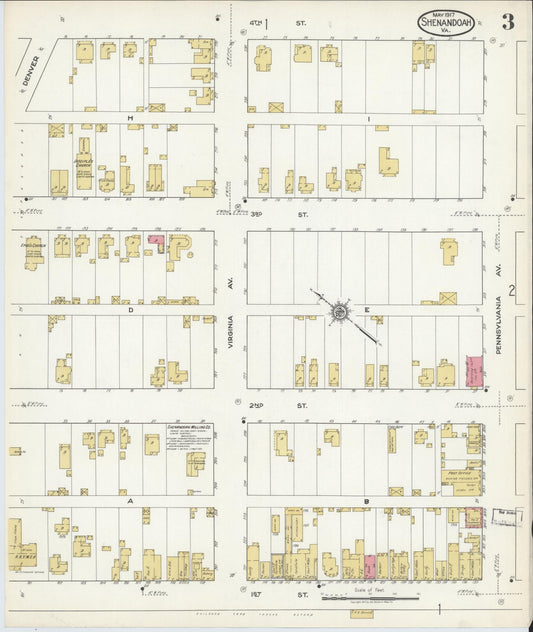 Sanborn Fire Insurance Map from Shenandoah, Page County, Virginia (1917), Sheet #0003 - Historic Sanborn Fire Insurance Map Print, vintage old map wall art, antique decor, genealogy gift, Virginia Virginia map