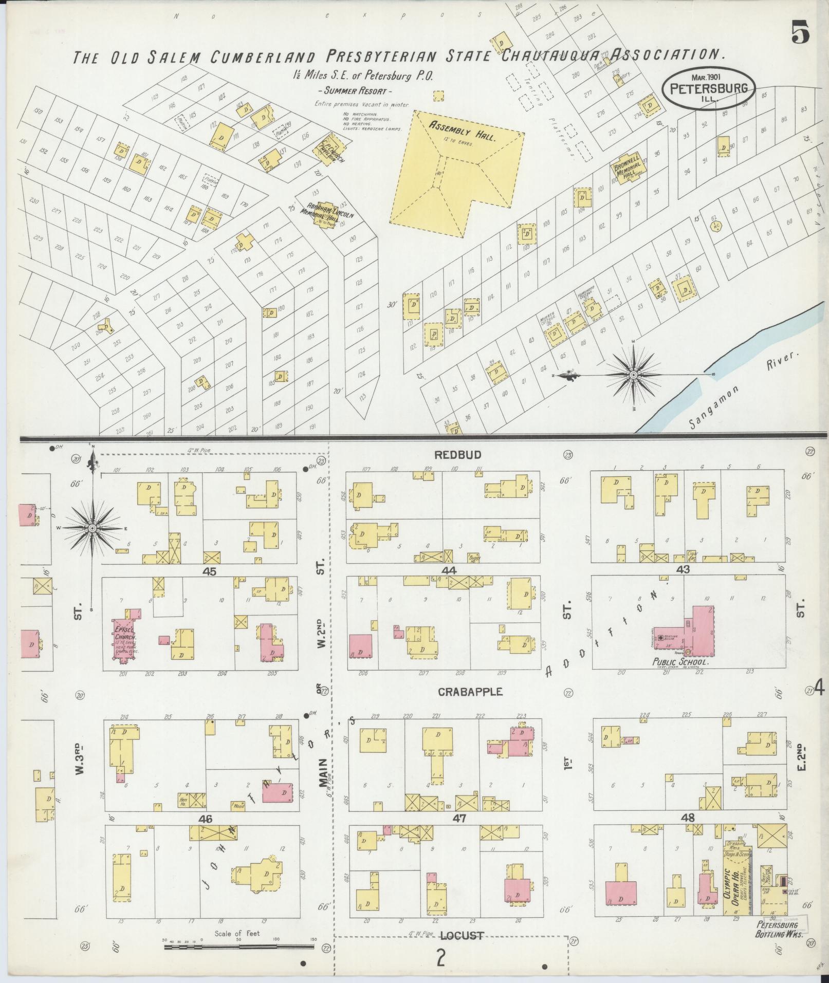 Sanborn Fire Insurance Map from Petersburg, Menard County, Illinois (1901), Sheet #0005 - Historic Sanborn Fire Insurance Map Print, vintage old map wall art, antique decor, genealogy gift, Illinois Illinois map
