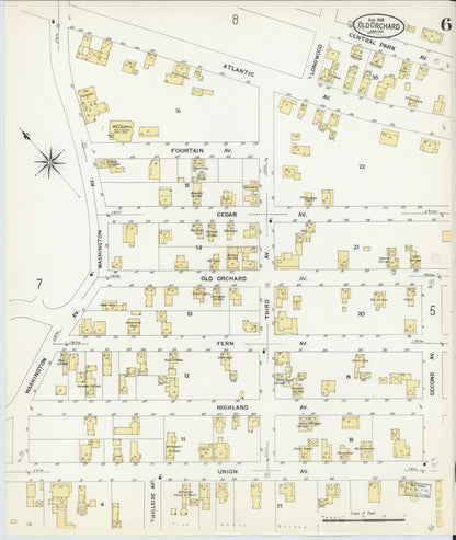 Sanborn Fire Insurance Map from Old Orchard, York County, Maine (1908), Sheet #0006 - Complete Map Set gallery image, historic Sanborn map, vintage wall art, Maine Maine