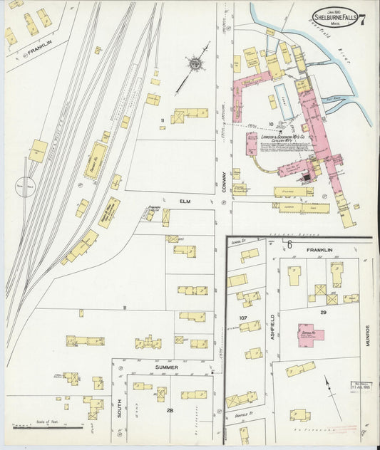 Sanborn Fire Insurance Map from Shelburne Falls, Franklin County, Massachusetts (1910), Sheet #0007 - Historic Sanborn Fire Insurance Map Print, vintage old map wall art, antique decor, genealogy gift, Massachusetts Massachusetts map