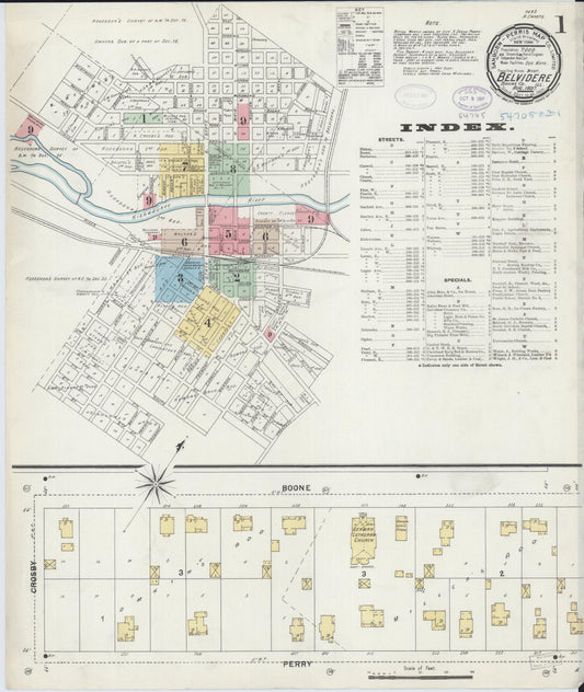 Sanborn Fire Insurance Map from Belvidere, Boone County, Illinois (1897), Sheet #0001 - Historic Sanborn Fire Insurance Map Print, vintage old map wall art, antique decor, genealogy gift, Illinois Illinois map