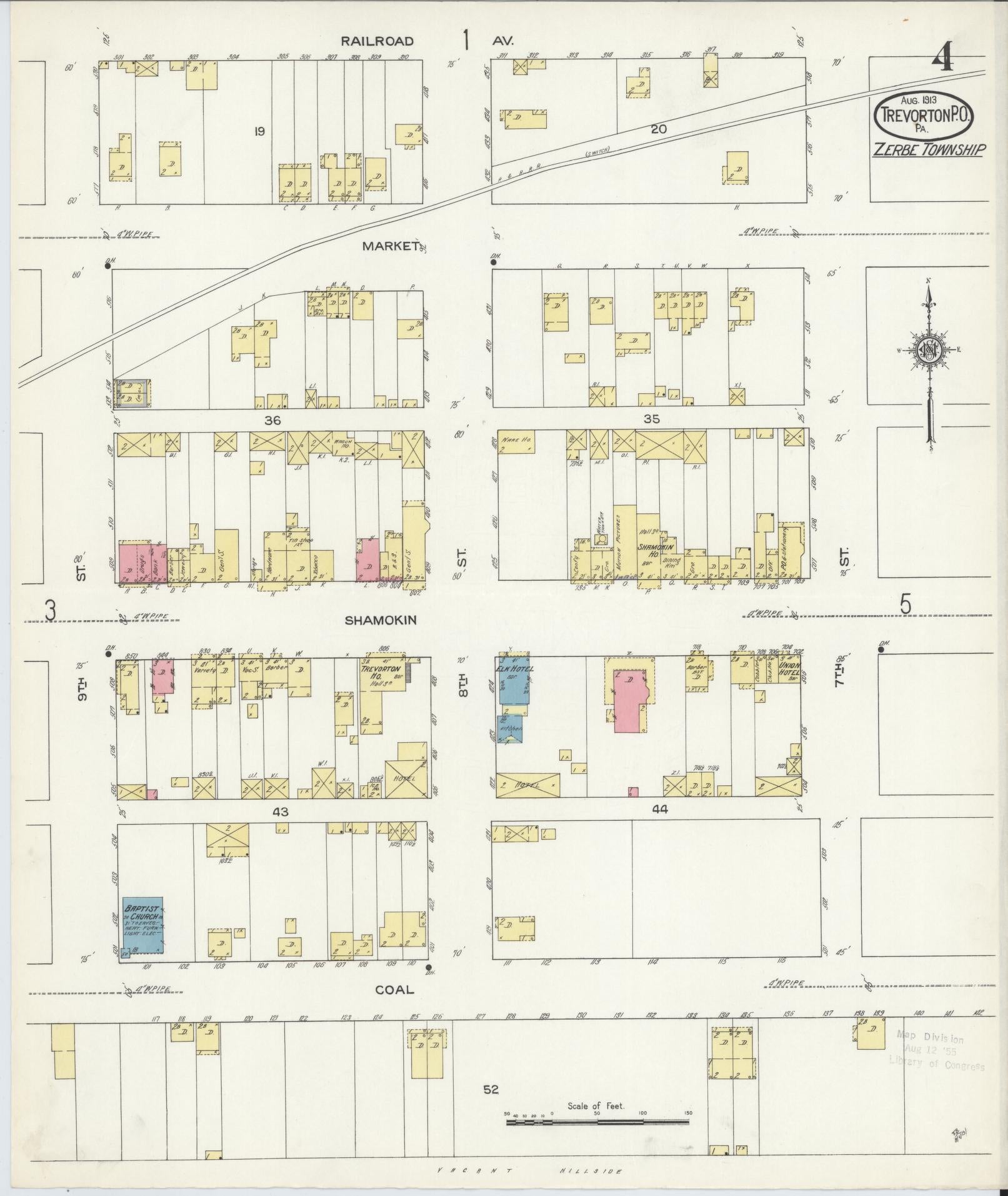 Sanborn Fire Insurance Map from Trevorton Post Office, Northumberland County, Pennsylvania (1913), Sheet #0004 - Complete Map Set gallery image, historic Sanborn map, vintage wall art, Pennsylvania Pennsylvania