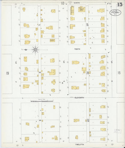 Sanborn Fire Insurance Map from Perry, Noble County, Oklahoma (1901), Sheet #0015 - Complete Map Set gallery image, historic Sanborn map, vintage wall art, Oklahoma Oklahoma