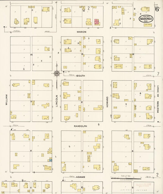 Sanborn Fire Insurance Map from Marengo, Iowa County, Iowa (1922), Sheet #0006 - Historic Sanborn Fire Insurance Map Print, vintage old map wall art