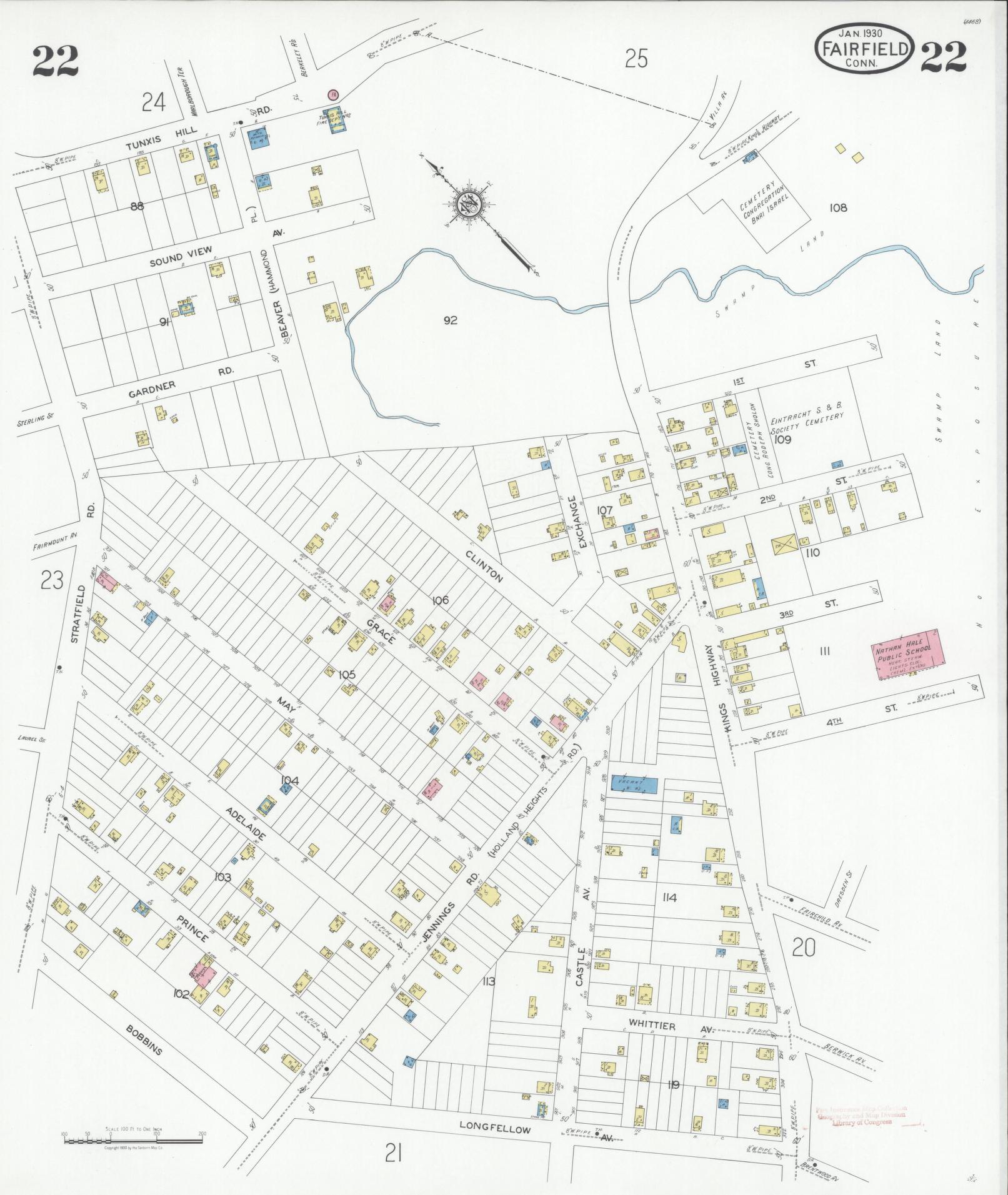 Sanborn Fire Insurance Map from Fairfield, Fairfield County, Connecticut (1930), Sheet #0022 - Complete Map Set gallery image, historic Sanborn map, vintage wall art, Connecticut Connecticut