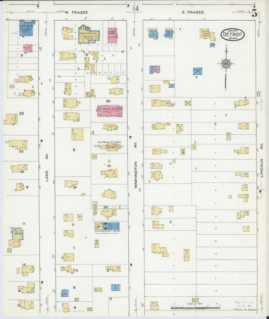 Sanborn Fire Insurance Map from Detroit Lakes, Becker County, Minnesota (1917), Sheet #0005 - Historic Sanborn Fire Insurance Map Print, vintage old map wall art, antique decor, genealogy gift, Minnesota Minnesota map