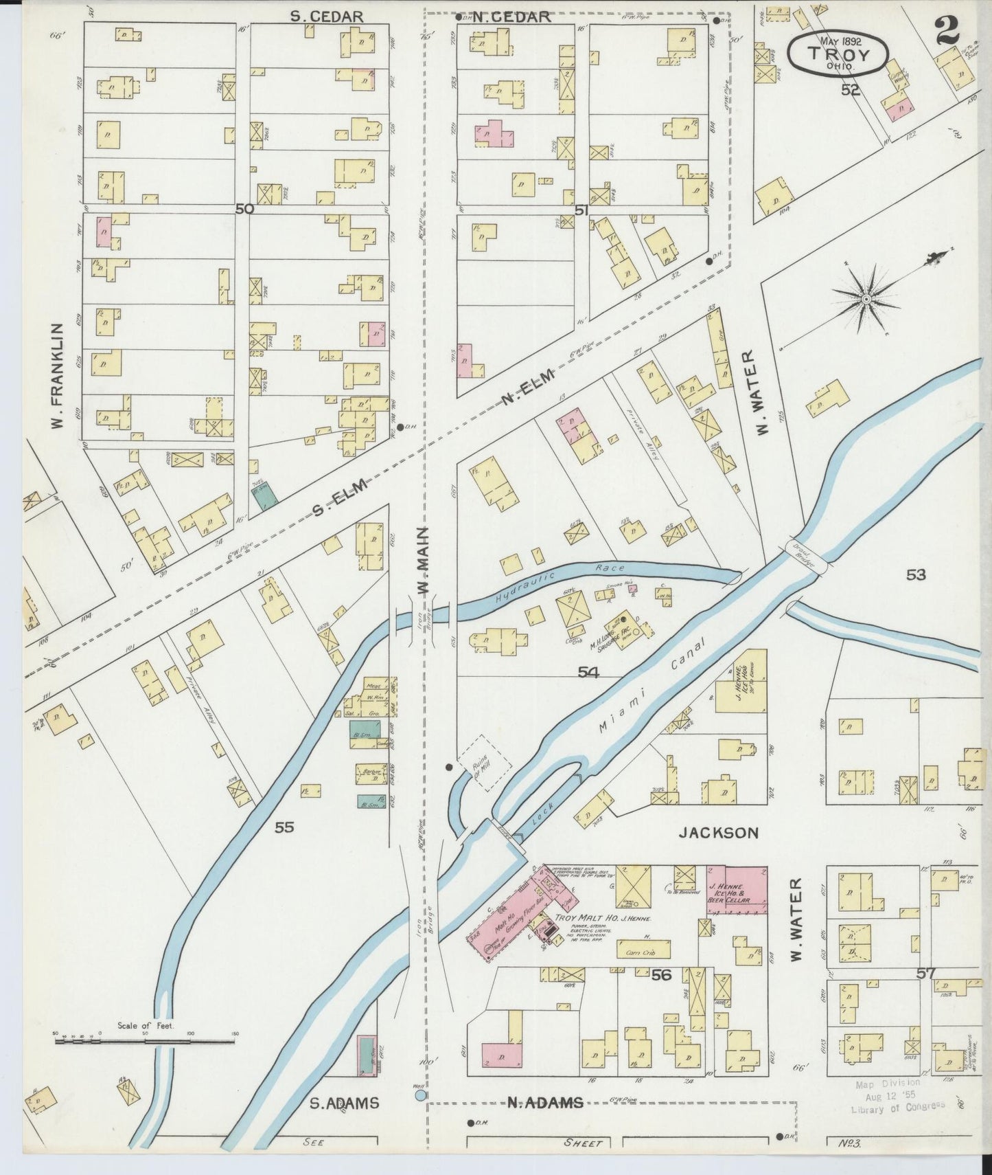 Sanborn Fire Insurance Map from Troy, Miami County, Ohio (1892), Sheet #0002 - Complete Map Set gallery image, historic Sanborn map, vintage wall art, Ohio Ohio