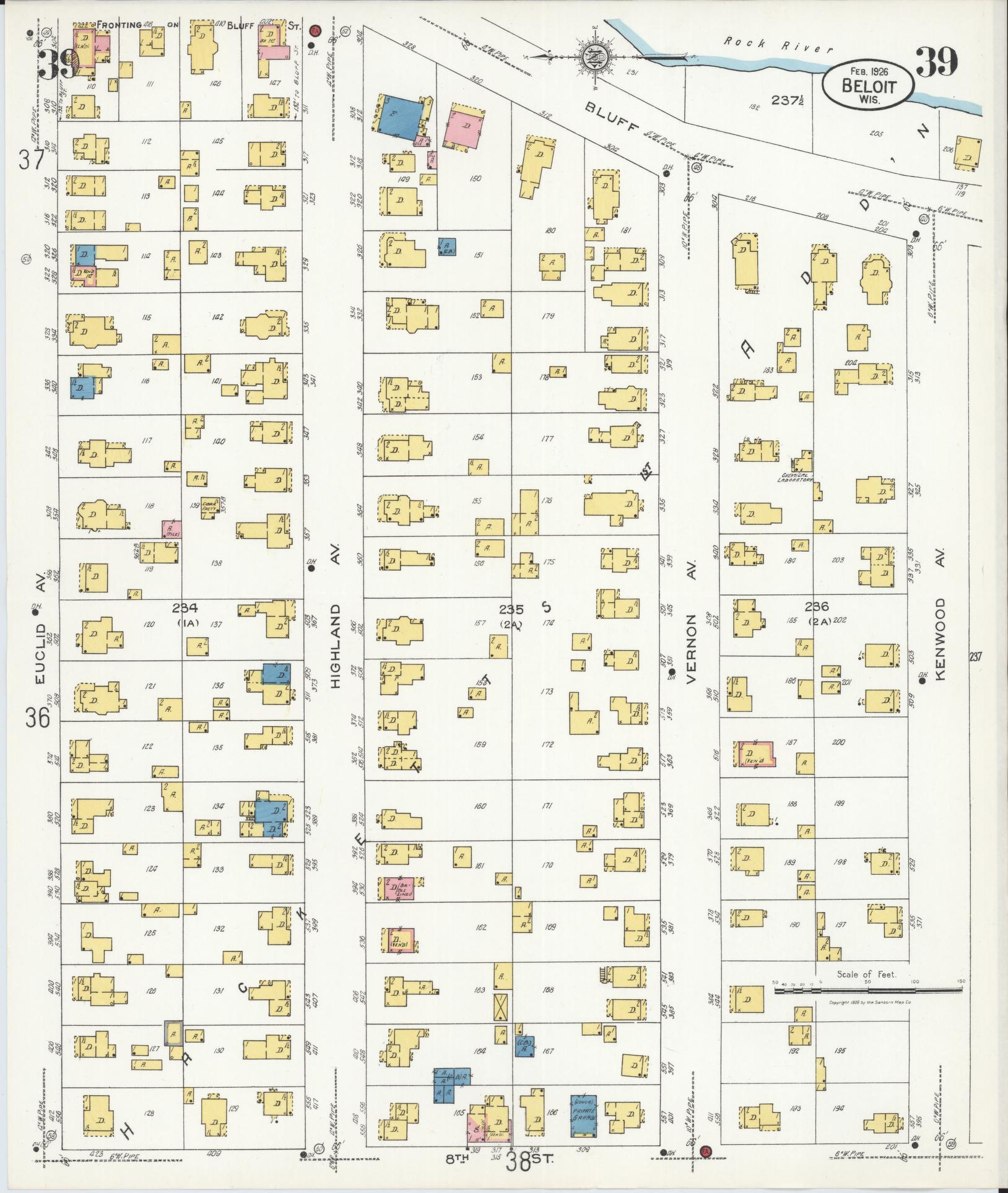 Sanborn Fire Insurance Map from Beloit, Rock County, Wisconsin (1926), Sheet #0039 - Complete Map Set gallery image, historic Sanborn map, vintage wall art, Wisconsin Wisconsin