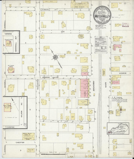 Sanborn Fire Insurance Map from Water Valley, Graves County, Kentucky (1914), Sheet #0001 - Historic Sanborn Fire Insurance Map Print, vintage old map wall art, antique decor, genealogy gift, Kentucky Kentucky map