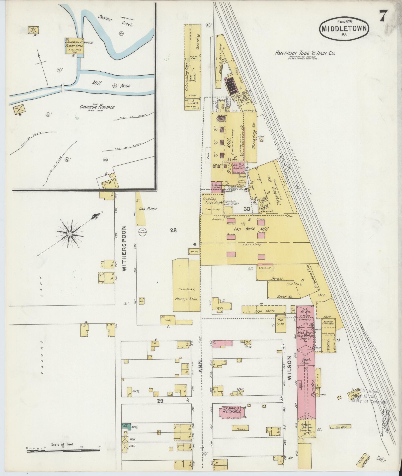 Sanborn Fire Insurance Map from Middletown, Dauphin County, Pennsylvania (1896), Sheet #0007 - Complete Map Set gallery image, historic Sanborn map, vintage wall art, Pennsylvania Pennsylvania