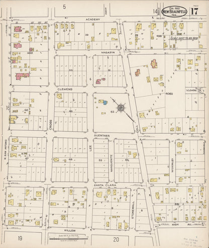 Sanborn Fire Insurance Map from New Braunfels, Comal County, Texas (1922), Sheet #0017 - Historic Sanborn Fire Insurance Map Print, vintage old map wall art, antique decor, genealogy gift, Texas Texas map