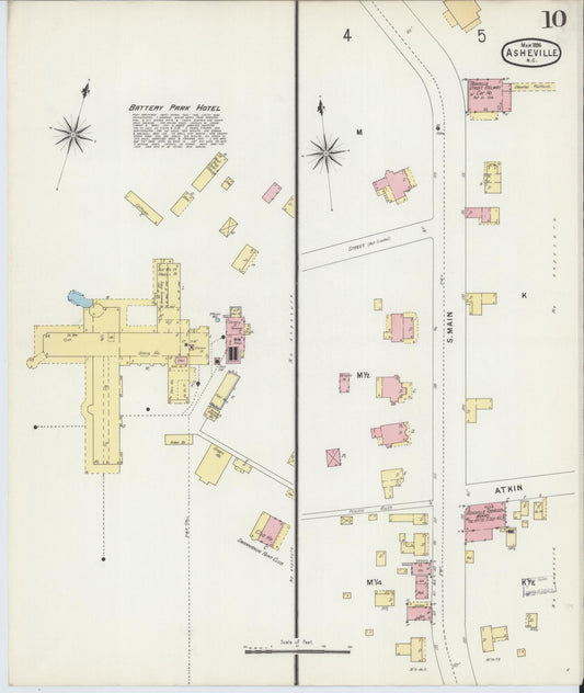 Sanborn Fire Insurance Map from Asheville, Buncombe County, North Carolina (1896), Sheet #0010 - Historic Sanborn Fire Insurance Map Print, vintage old map wall art, antique decor, genealogy gift, North Carolina North Carolina map