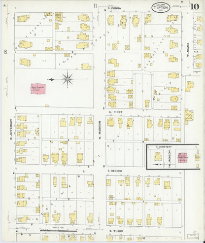 Sanborn Fire Insurance Map from Tipton, Tipton County, Indiana (1909), Sheet #0010 - Historic Sanborn Fire Insurance Map Print, vintage old map wall art, antique decor, genealogy gift, Indiana Indiana map