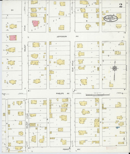 Sanborn Fire Insurance Map from Pierce City, Lawrence County, Missouri (1918), Sheet #0002 - Historic Sanborn Fire Insurance Map Print, vintage old map wall art, antique decor, genealogy gift, Missouri Missouri map