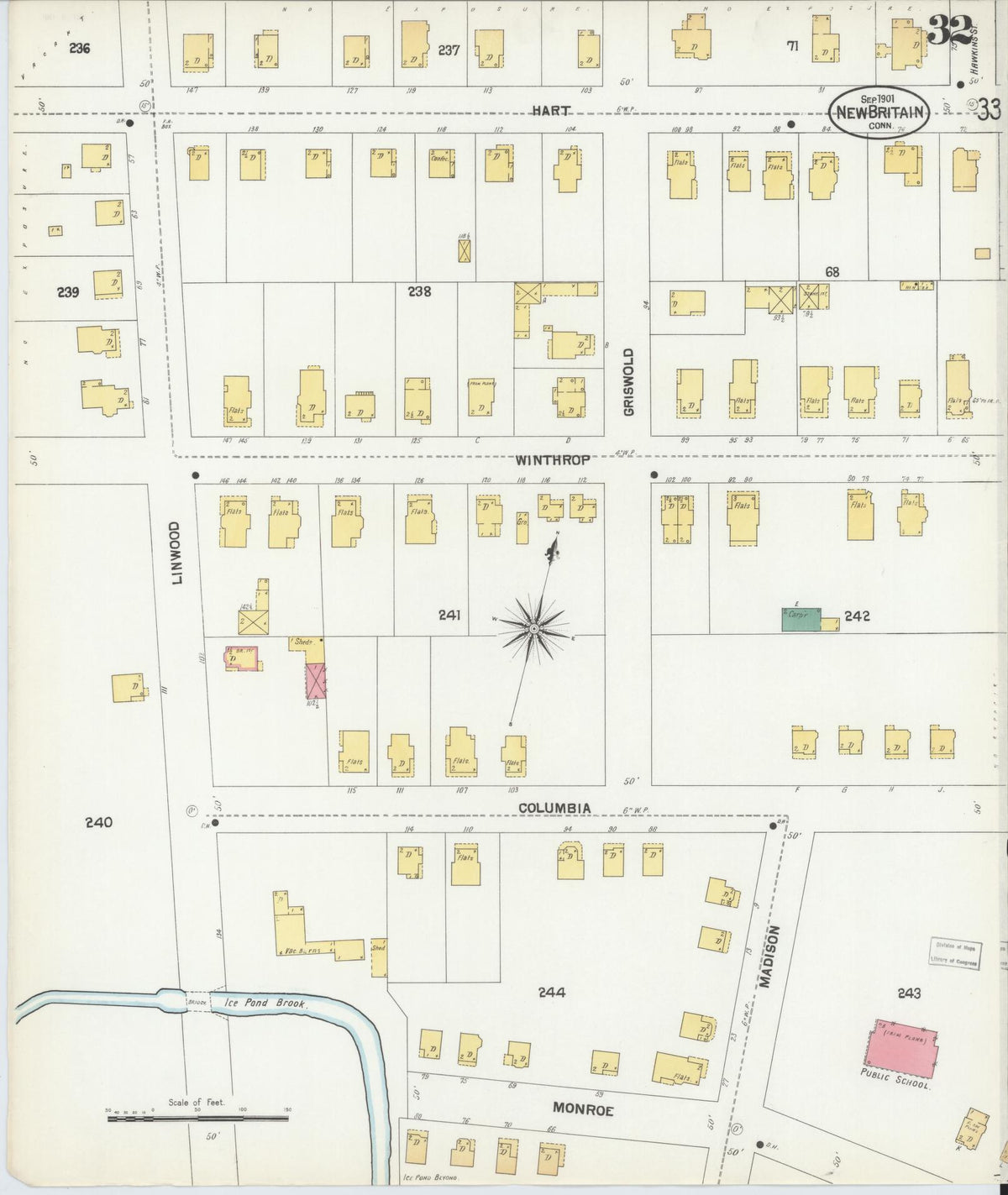 Sanborn Fire Insurance Map from New Britain, Hartford County, Connecticut (1901), Sheet #0032 - Complete Map Set gallery image, historic Sanborn map, vintage wall art, Connecticut Connecticut
